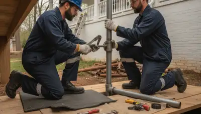 Louisville KY plumber repairing a leaking pipe for residential plumbing service