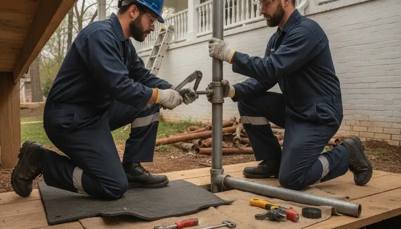 Louisville KY plumber repairing a leaking pipe for residential plumbing service