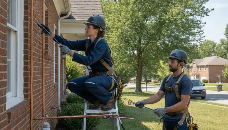 Louisville, KY plumber repairing a sink leak for plumbing repair service