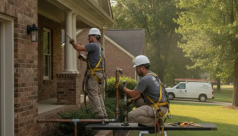 Louisville, KY plumbing repair service team fixing a residential pipe leak