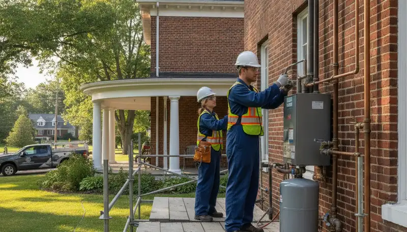 Louisville, KY plumbing repair technician servicing a residential pipe leak