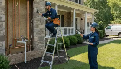 Louisville, KY plumber repairing a residential pipe for plumbing repair service