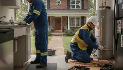 Louisville, KY plumber repairing a residential pipe for a plumbing repair service
