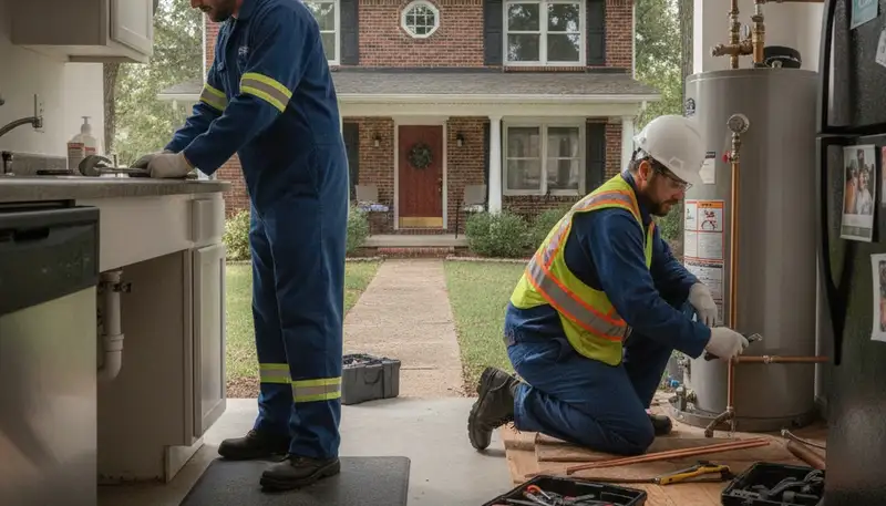 Louisville, KY plumber repairing a residential pipe for a plumbing repair service