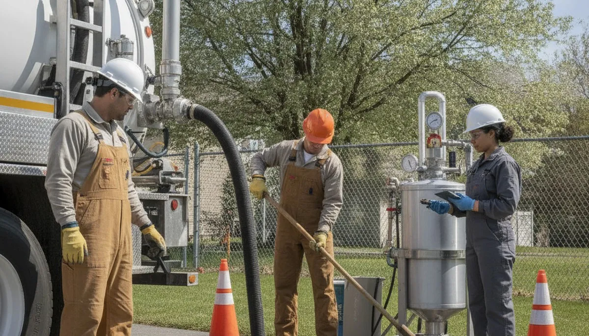 Louisville, KY plumbers pumping a septic tank for a home service call