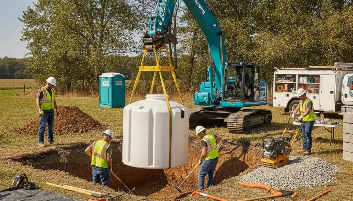 Louisville, KY plumber installing a septic tank for a residential plumbing service