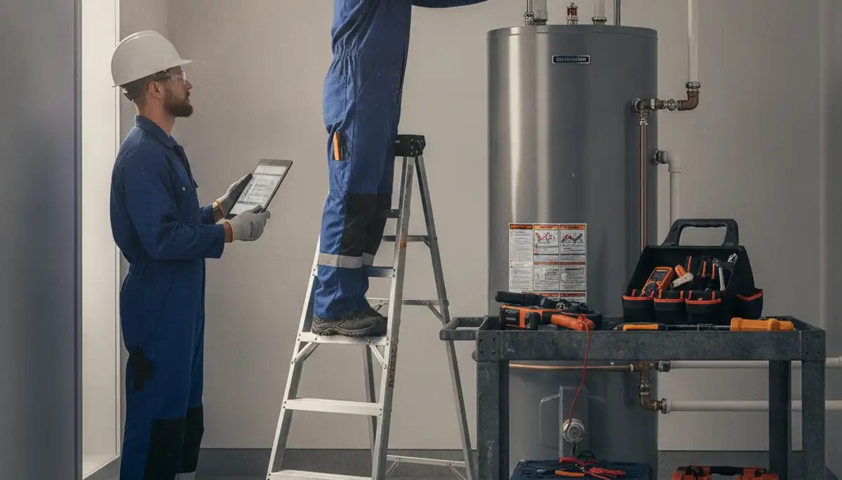 Louisville, KY plumber repairing a water heater for reliable home service
